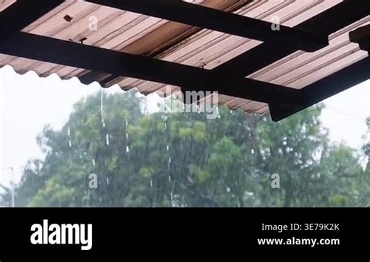 Heavy rain accompanied by strong winds. A thunderstorm hit the residential area Stock Video Footage - Alamy