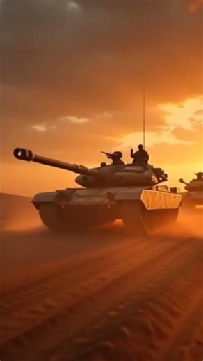 🔥 “5 Abrams Tanks Rolling Together in the Desert Sunset – Epic Military Power!”