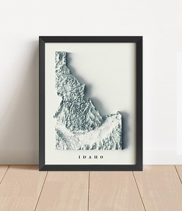 Idaho Minimalist Relief Map | Idaho Wall Art | Idaho Framed Print | Antique Wall Decor | Topographic Map Gift | NOT A 3D MAP - Etsy