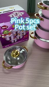 5pcs Pink Stainless Steel Induction Cookware Sets for Restaurants and Hotels Milk Pot Casseroles Kitchen Cooking Pots