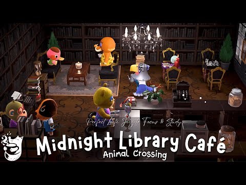 Midnight Library Café ☕📚 | Cozy Animal Crossing Vibes for Deep Focus, Calm & Late-Night Relaxation