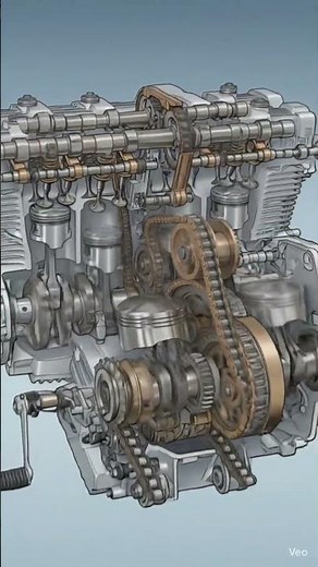 How a Motorcycle Engine Works | 3D Inline-Four Engine Cutaway Animation#engineanimation #cylinder#ai