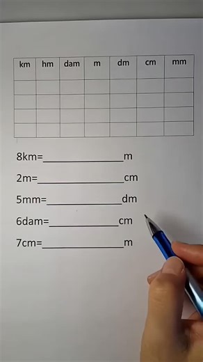Math Tricks on Instagram: "Learn how to convert metric units quickly and easily! In this video, we solve: 8 km → m 2 m → cm 5 mm → dm 6 dam → cm 7 cm → m Perfect for students, teachers, and exam preparation. If you want more useful math lessons — don’t forget to subscribe! #math #algeria #mathsquiz #exam #teacher"