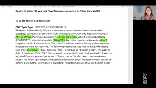4.1K views · 131 reactions | The Vaccine Adverse Event Reporting System (VAERS) in the United States has received several reports from New Zealand that warrant investigation. These reports, part of our recent long-form discussion, detail deaths following COVID vaccination among younger New Zealanders young listed on the VAERS website. In this segment we discuss a 12 year old girl and what happened. #firstdonoharm #informedconsent | NZDSOS - NZ Doctors Speaking Out With Science | Facebook