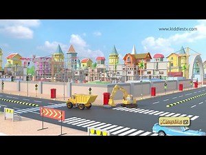 Excavator & Construction Vehicles Assembly for Kids | Construction City Learning Video | Kiddiestv