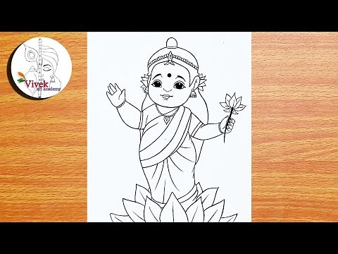 Maa Lakshmi Easy Drawing Step by Step | Easy Drawing | How to Draw Goddess Lakshmi