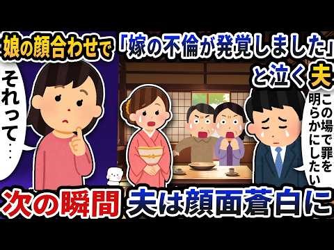 At the meeting with their daughter, the husband suddenly bursts into tears, saying, "I've discove...