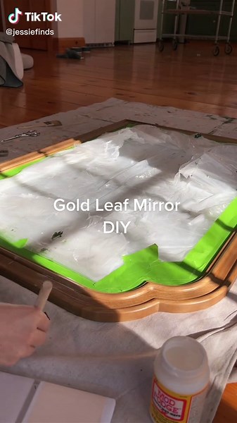 DIY Gold Leaf Mirror Craft with Mod Podge