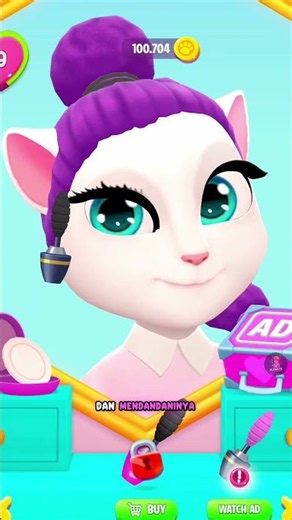 Angela Becomes K-Pop Idol, Hair Looks Like Rumi!🎤 #mytalkingangela2 #funny #gaming