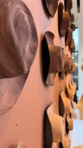 A little sneak peek of today’s install. Come back tomorrow to see the first three windows out of seven be installed. Cheap party city, cowboy hats, hand-painted in a gradient. #windowdisplay #rodeo #displayartist #propdesigner #displayart #artist #props #artist