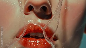 Water splashes over a person's mouth and nose