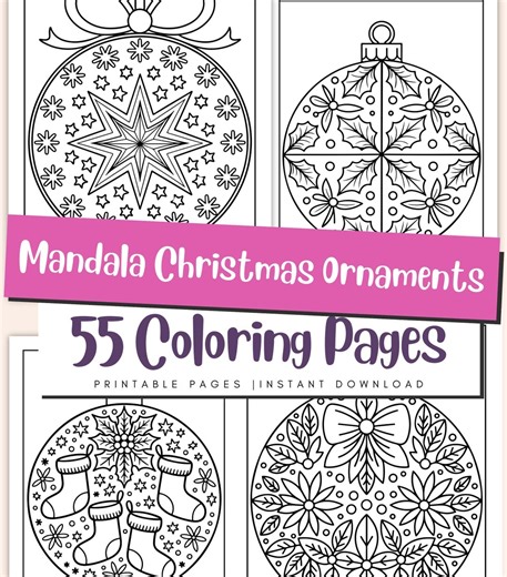 Mandala Christmas Ornaments Coloring Pages for Kids & Adults: Festive Holiday Activity, Relaxing Printable PDF - Etsy Ireland
