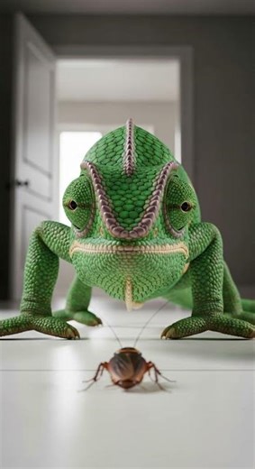 You’ve Never Seen a Chameleon’s Tongue Hunt Catch Prey in Slow Motion #wildlife #nature #chameleon