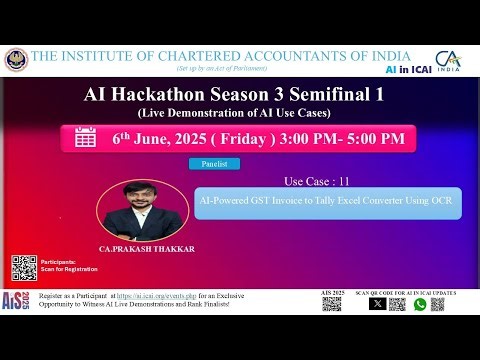 AI Hackathon S3 SF1: UC 11 –OCR-based GST to Tally Excel tool – by CA. Prakash Thakkar