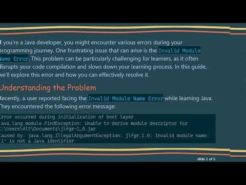 Resolving the Invalid Module Name Error in Java
