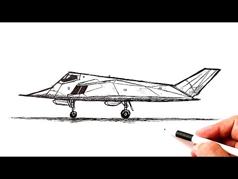 How to draw a strike aircraft Lockheed F-117 Nighthawk