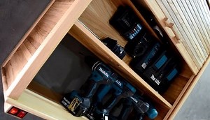 Bench Grinders cabinetCordless tool cabinet with sliding tambour door | Woodworking Guide