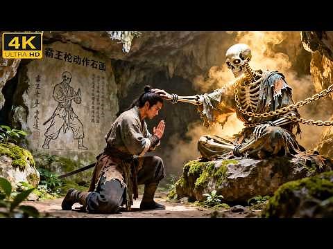 man flees into a cave, masters a hermit’s supreme martial arts—kills his enemies with his own hands