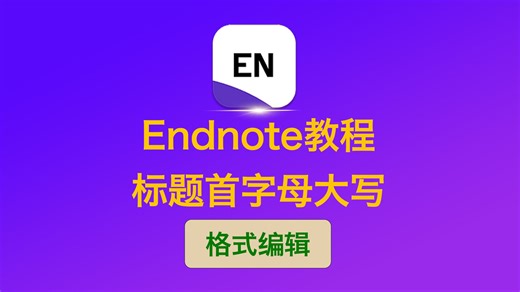 endnote引用参考文献，标题首字母大写，全部大写切换。格式编辑教程，