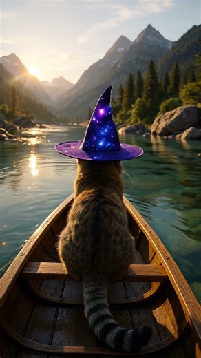 🏔️ Magic Cat Sailing Through the Enchanted Mountains 🏔️