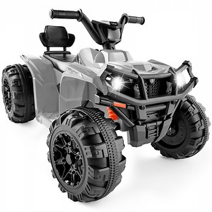 Best Choice Products 12V Kids Ride-On ATV Quad w/ Bluetooth, 2.4mph Max, Treaded Tires, LED Lights, Radio - Gray