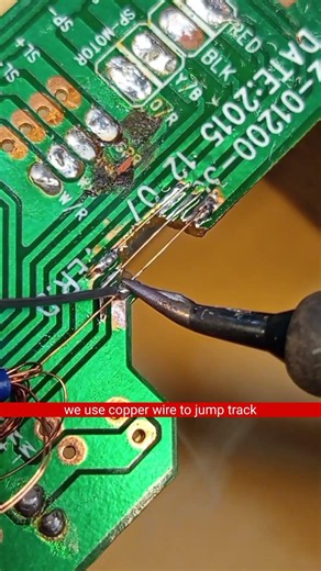 Repair 3 track of circuit board that bitten by rat