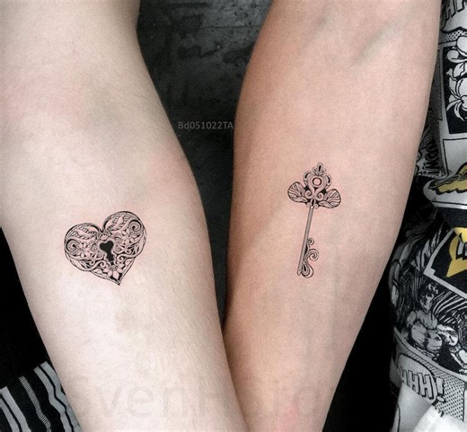 Lock and Key Temporary Tattoo: Matching Couple Tattoo - Etsy UK