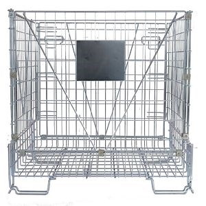 [Hot Item] Half-Open Door Heavy Duty Folding Wire Mesh Containers for Warehouse Storage