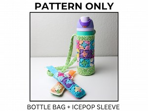 Granny Square Crochet Bottle Bag Pattern   Bonus Freeze Pop Sleeve (PDF Pattern) - Etsy