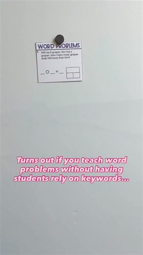 And it’s probably easier to teach them this way than you think 👇 Instead of just having students circle keywords, you’ll help them recognize the different word problem types: One-step word problems: - part-part-whole - comparison Two-step word problems: - story structure - 2 separate part-part-wholes - part-part-part-whole I’ve made a resource that includes slides that shows the difference to these and gives lots of examples. It makes introducing word problems easy. Then I give students plenty 