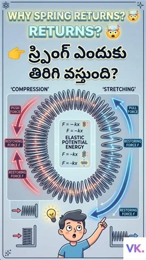 “Why Does a Spring Bounce Back? 🤯 |“Spring ఎందుకు తిరిగి వస్తుంది? | Hooke’s Law #sciencefacts