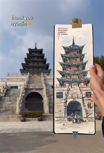 This country is soooo cold but sooo sketch able so I don’t know what to do between losing my fingers or missing out on sketching all these crazy buildings also I love Koreans they are so nice and so cute anyway bye bye hope you like this panting :) #watercolor #urbansketching #sketchbook #pleinair #pleinair