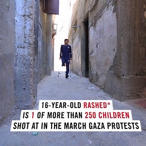 1.7K views · 55 reactions | De 16-jarige Rashed was een hardloper die ervan droomde om naar de Olympische Spelen te gaan. Totdat hij bij protesten in Gaza in zijn been werd geschoten. Hij werd met spoed naar het ziekenhuis gebracht, maar zijn been kon niet worden gered. Minstens 250 kinderen, soms niet ouder dan acht jaar, zijn bij de Gaza-protesten geraakt door kogels. Kinderen zijn nooit een doelwit! | Save the Children Nederland | Facebook