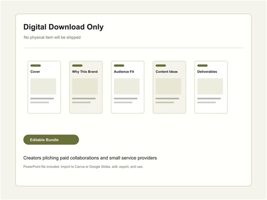 Brand Pitch Deck Template for Creators, Editable Collaboration Proposal and Outreach Slides - Etsy