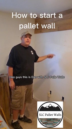 How to start a pallet wall. Here are some tips and tricks to making a beautiful reclaimed wood accent wall with pallet wood. www.slcpalletwalls.com #woodwall #accentwall #accentwalls #accentwallideas #featurewallideas #featurewall #featurewalls #palletwood #palletproject #palletwalldecor
