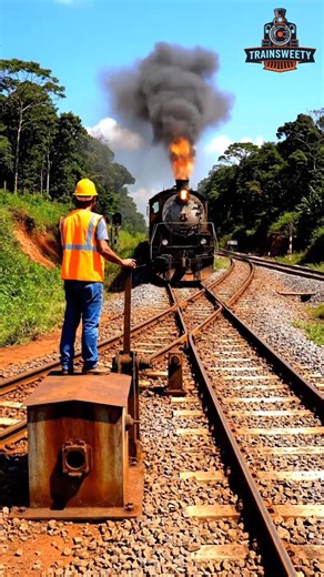 The railway safety officer ensures the safety of the manual track switching process