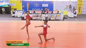 Karnataka's Yogasana players Akash V Kulkarni & Yashwanth Z secured 4th Rank in Artistic Yogasana Pair Event at the Khelo India Youth Games -2023 at Chennai, Tamilnadu. Glad to note that they are trained by Bengaluru-based @acharyayogayouthclub. Congrats to our players on this performance. #KheloIndiaAthlete #FitIndiaMovement #kheloindia #Sports #NammaBengaluru #YouthofBengaluru #Youths | Tejasvi Surya