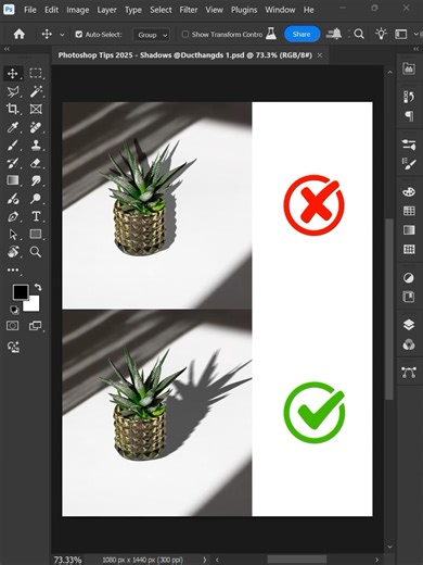 Photoshop 2025 - Tips to create Drop Shadow for potted plants #ducthangds