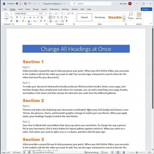 Format All Headings at Once in Word