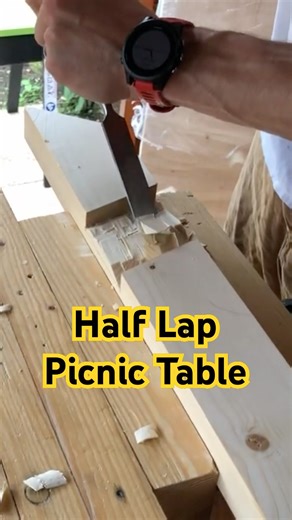Cross Half Lap Picnic Table #diy #woodworking #handtools #halflap