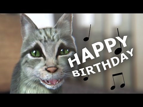 Cute but funny cat sings happy birthday