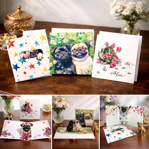 Set of 3 Pop up Dog Birthday Cards - Pug Birthday Cards - 3D Dog Greeting Card - Funny Dog Cards - Pug Lover Gift - Pop up Birthday Card Set - Etsy