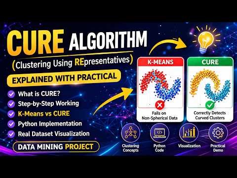 CURE Algorithm Explained with Practical | K-Means vs CURE | Data Mining Project