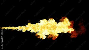 Flamethrower 4K with Alpha, Fire ball explosion, Fire blast with smoke and flames, flame thrower