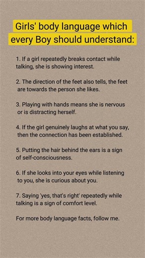 Girls' body language which every Boy should understand ?