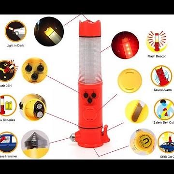 6 in1 LED Flashlight Torch Belt Cutter Safety Car Auto Emergency flashlight with Escape Hammer