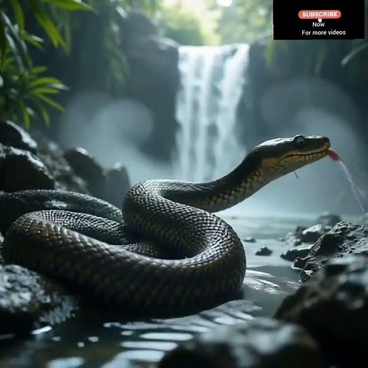 Giant Python at the Waterfall 😱🐍 | Unbelievable Wildlife Footage!#phyton