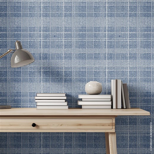 Textured Plaid Wallpaper – Soft Woven Check Pattern - Peel & Stick, Pre-pasted, and Non-pasted - Etsy