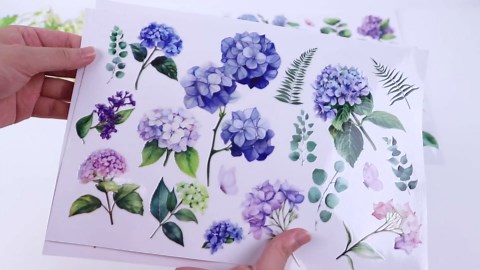 Hydrangea Rub on Transfers for Crafts - 6 Sheets Vintage Rub on Transfers Flower Furniture Decals Waterproof Rub on Transfer Stickers for Wood Glass DIY Home Decor 11.8x7.9 Inch