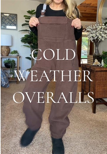 These are hands down the best cold weather overalls! #creatorsearchinsights #coldweatheroutfits #styleandsparkle #sherpaoveralls #fleeceoveralls